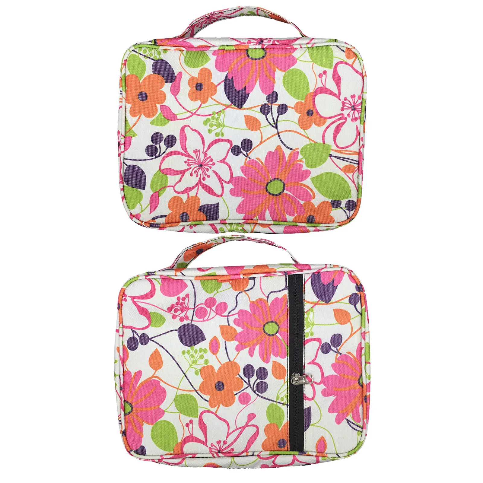 

Waterproof Carrying Bible Cover Case Flower Print Floral Pattern bags Handle Zippered Pocket Storage Canvas Bible Bag For Women