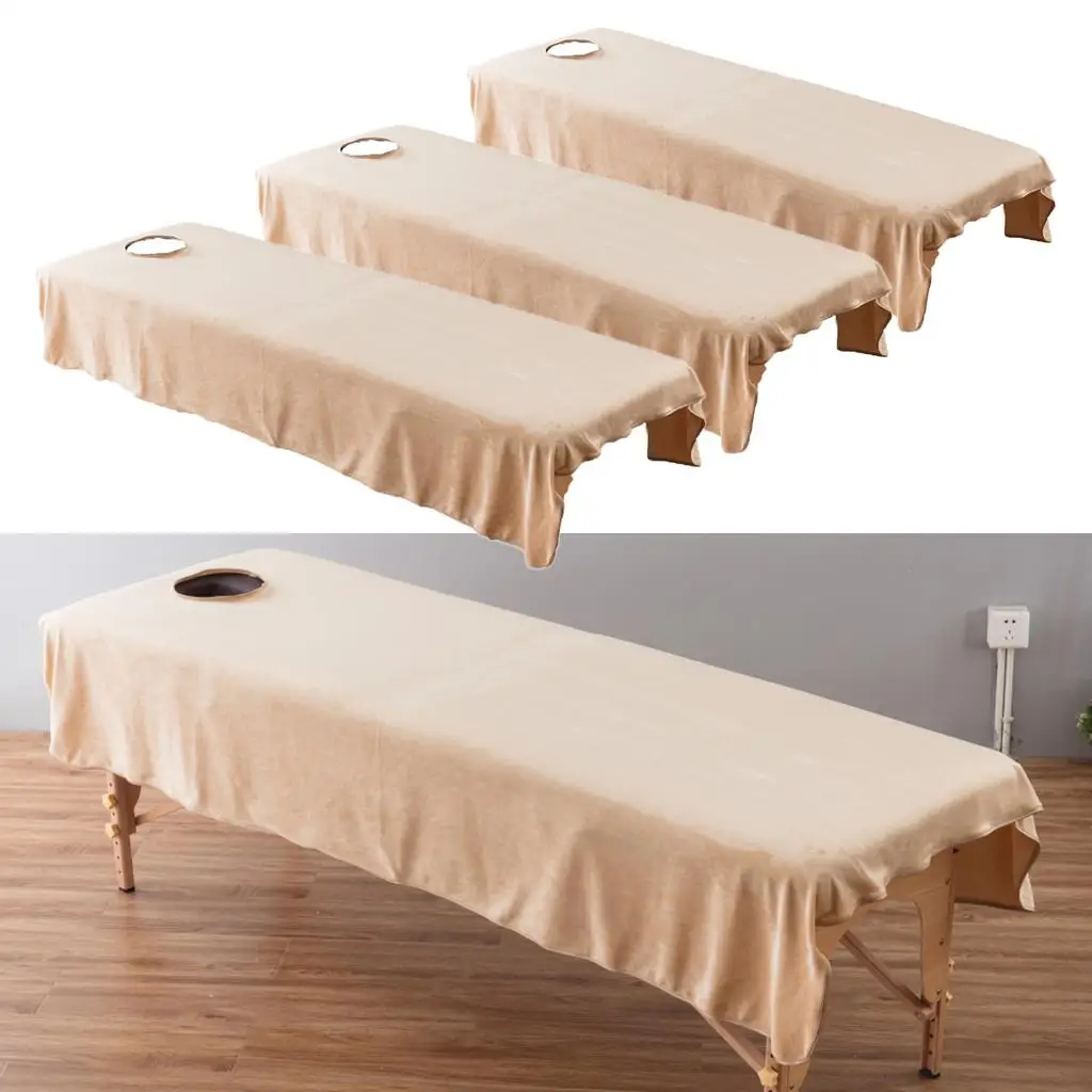 3x  Massage Couch Table Cover  Beauty Facial Bed Sheet with  Hole for  Coverage images - 5