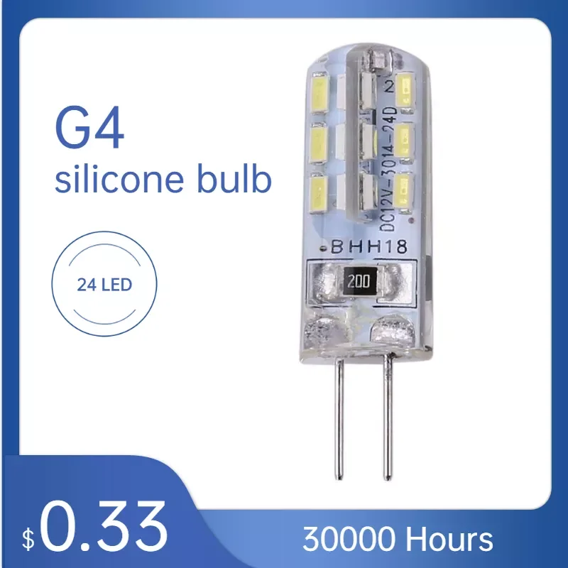 

G4 2W Lamp LED COB Dimmable Silicone Bulb Energy Saving AC 12V Warm White/White 360 Beam Angle