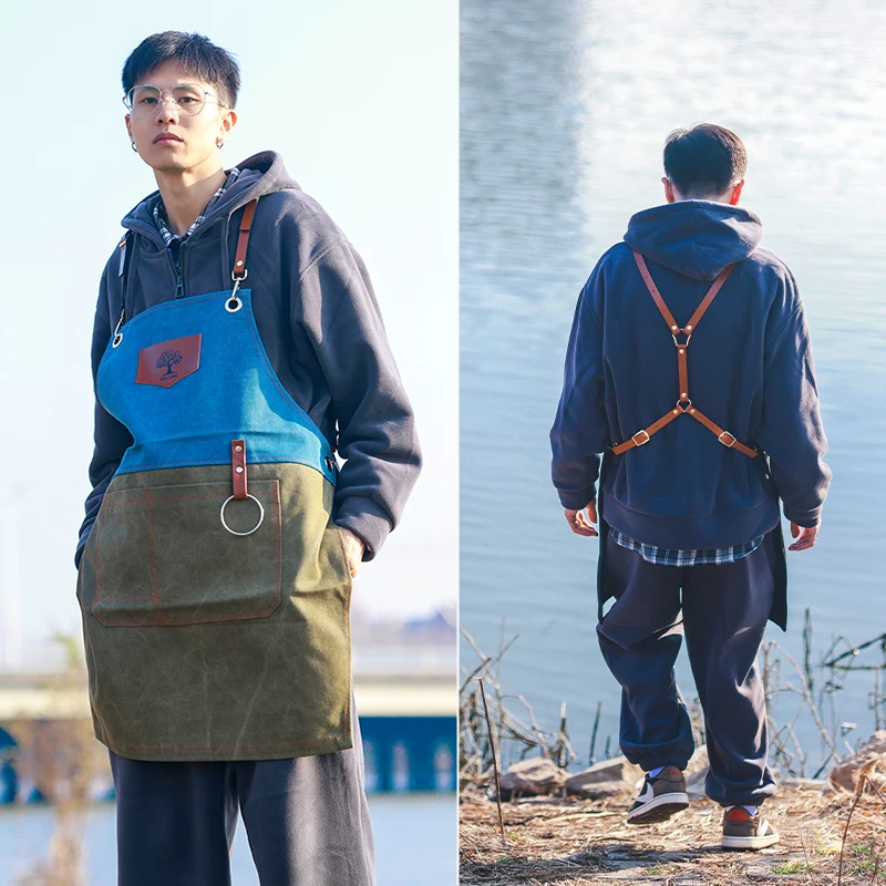 

Customized work clothes for men and women of high-end strap apron Chinese restaurant milk tea shop gardener