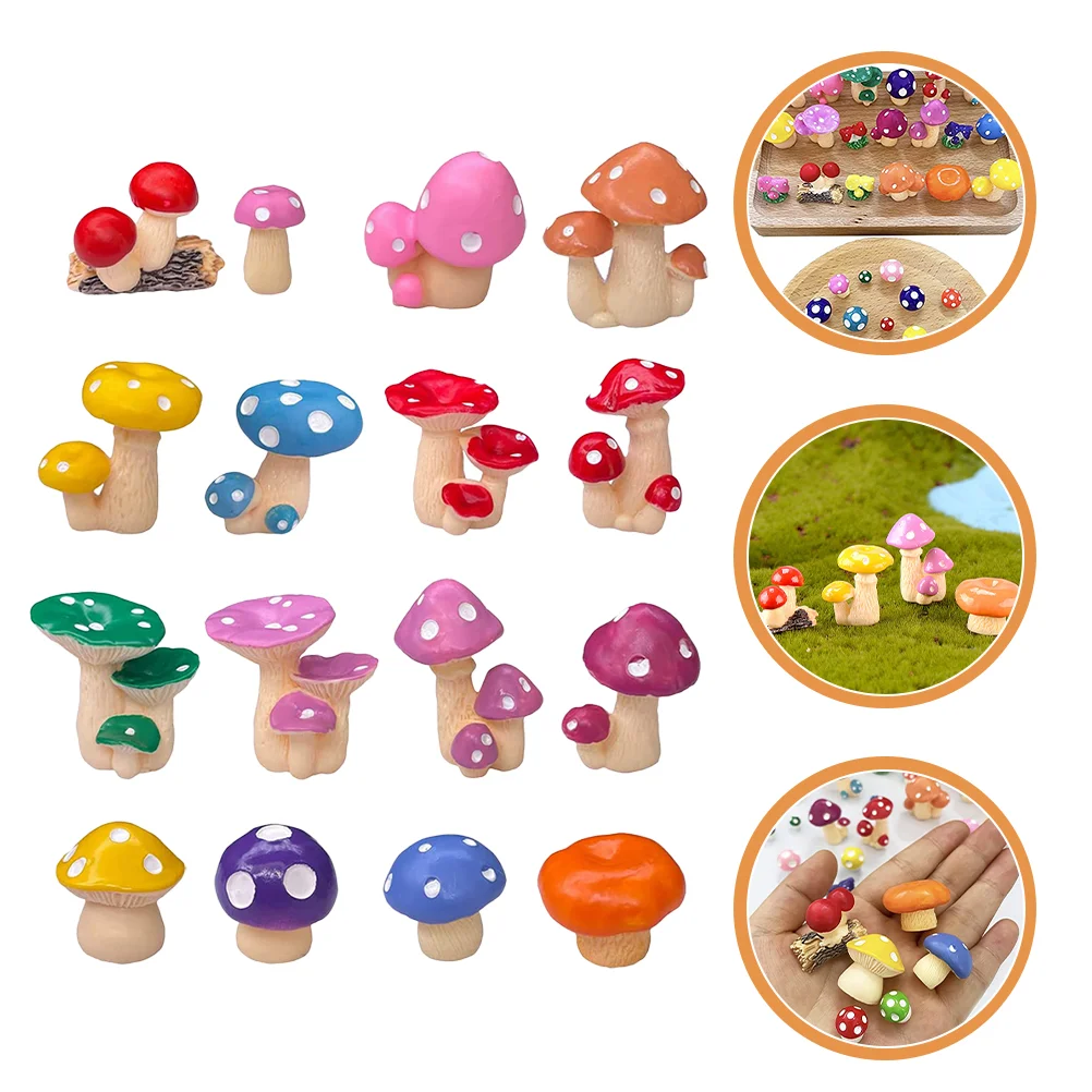 

Mushroom Landscape Figurines Ornament Mini Resin Micro Miniature Statue Ornaments Garden Decorations Tiny Terrarium