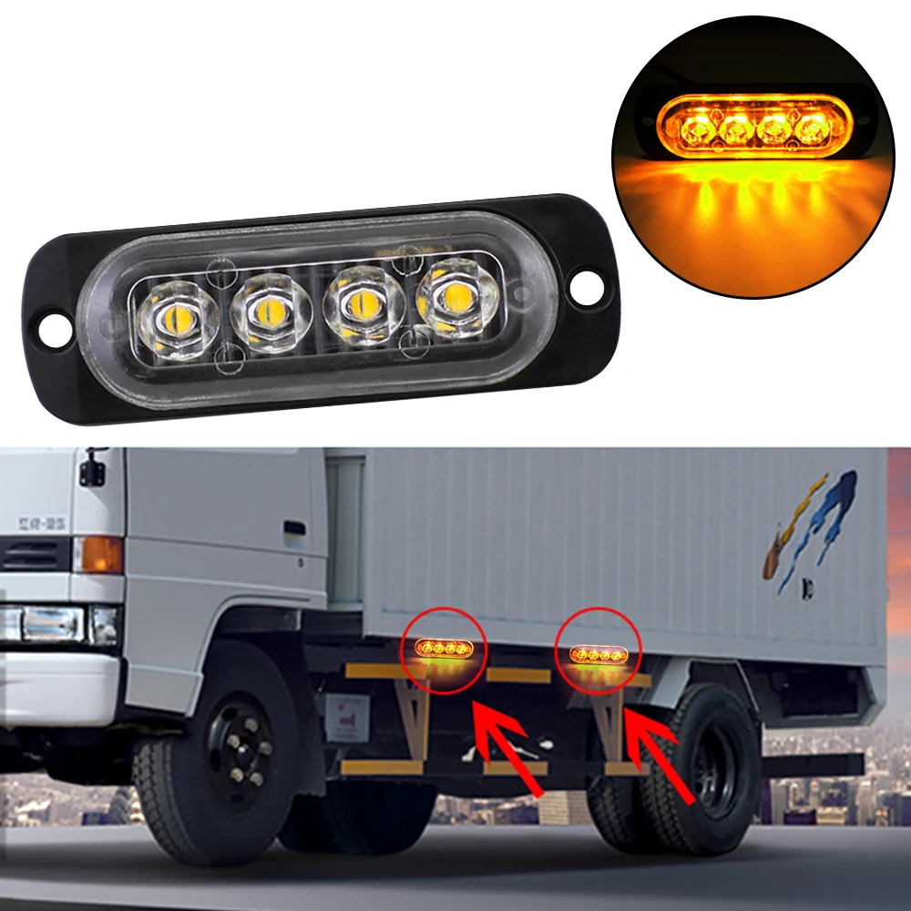 

1set 4 Wireless Emergency Strobe Light Led Police Auto Position Lamps Blue Red White Amber Warning Flashing Beacons 12/24V
