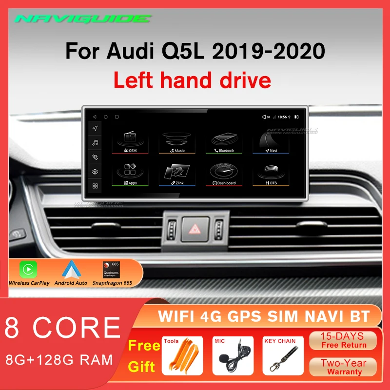 NAVIGUIDE 10.25INCH Radio samochodowe 8+128G Dla Audi Q5L 2019-2020 LHD Carplay Odtwarzacz multimedialny Nawigacja GPS Android 12 Radioodtwarzacz