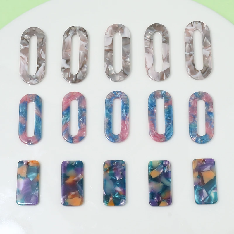 

10pcs Acrylic Square Oval Connectors for DIY Jewelry Making Party Birthday Christmas Earring Necklace Keychain Hair Accessories