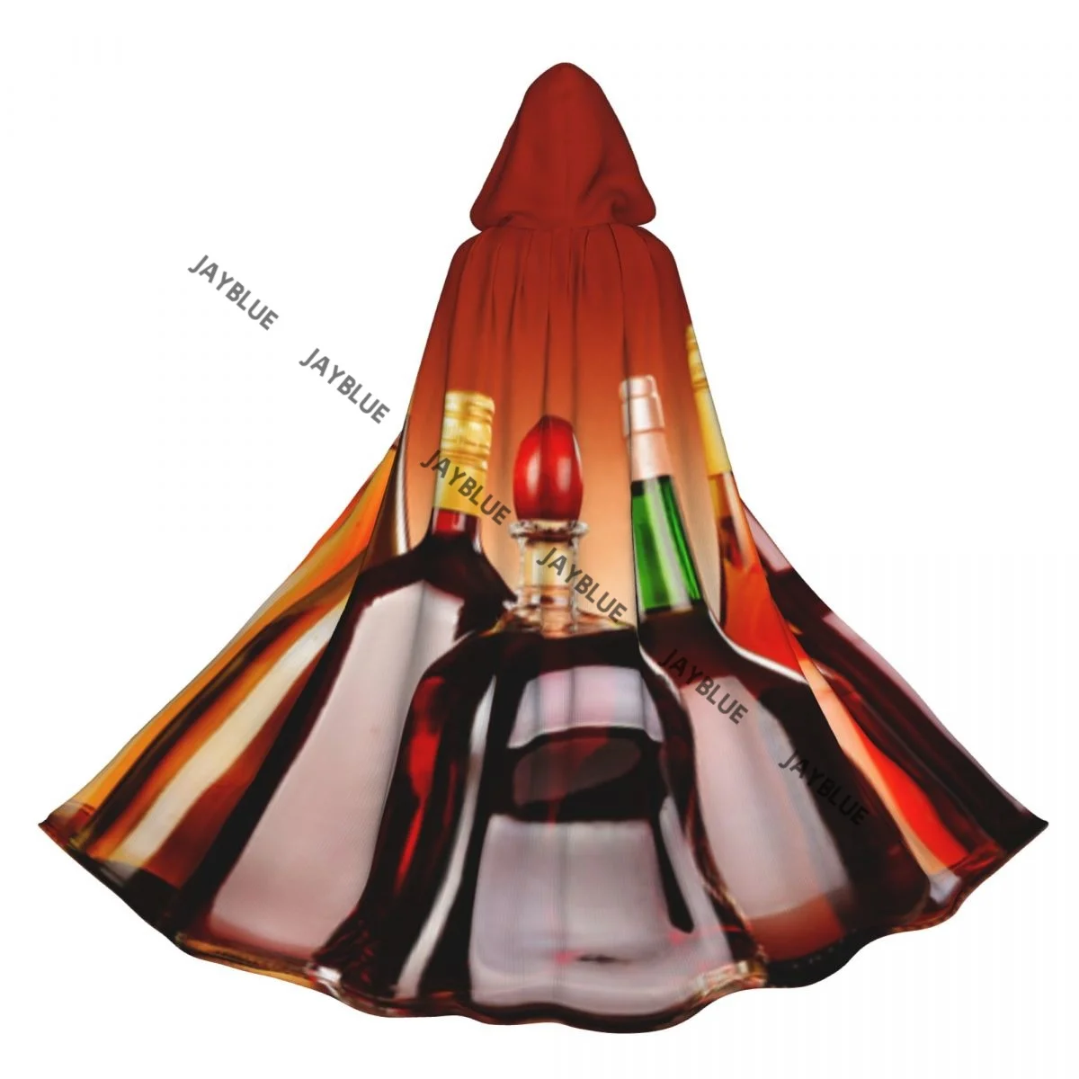 Длинная накидка-плащ Бутылки разных алкогольных напитков Пиво и вино Плащ с