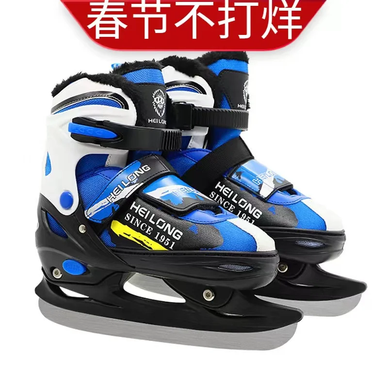 New Blue and Purple Ice Hockey Skating Shoes Patins Adult Kids Professional Warm Black Ball Knife Shoes Real Ice Skates Sneakers