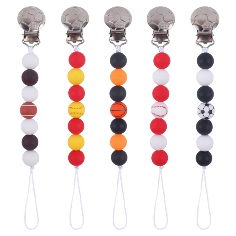 

Cute Silicone Bead Pacifier Clips Metal Holder Newborn Soother Chains for Baby Teether Teething Chain Shower Gift