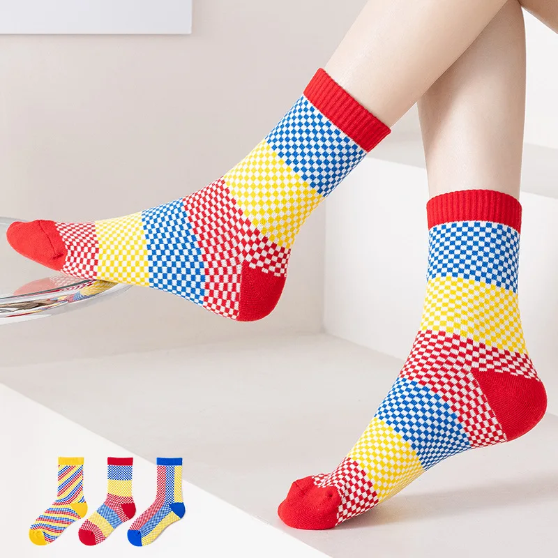 3 пары модные уличные носки средней длины повседневные и забавные цветные для пар