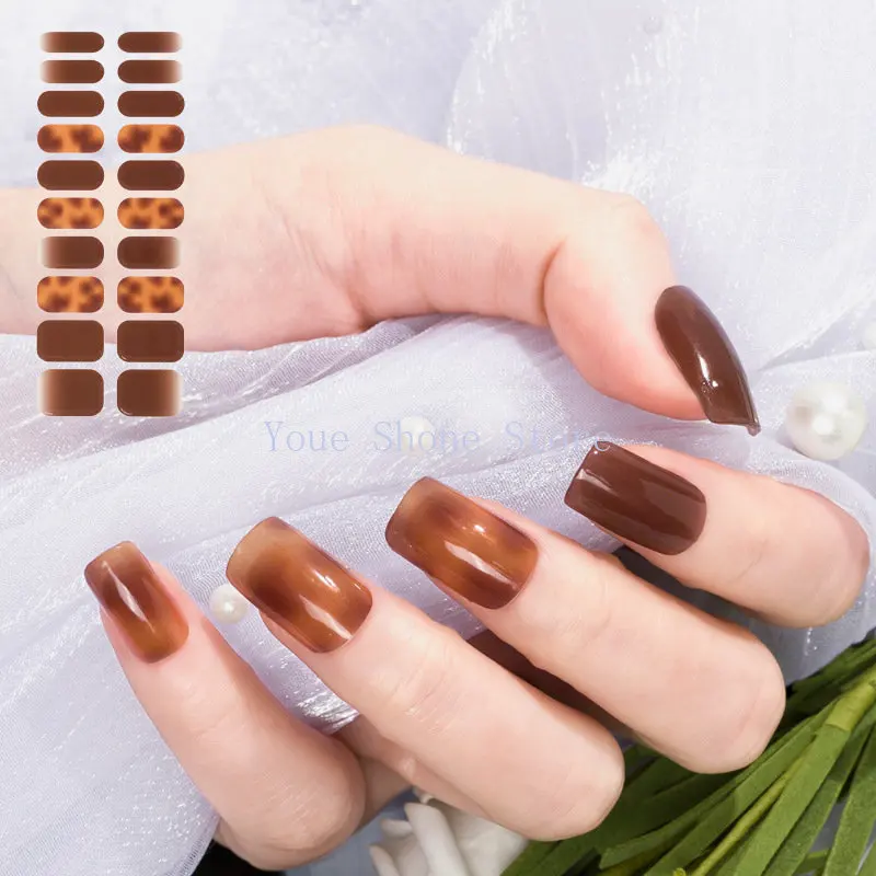 

20PCS Semi Cured Gel Nail Stickers Set for UV Lamp Full Cover Sweet Summer Manicure DIY Women Fashion Nail Art Decoration