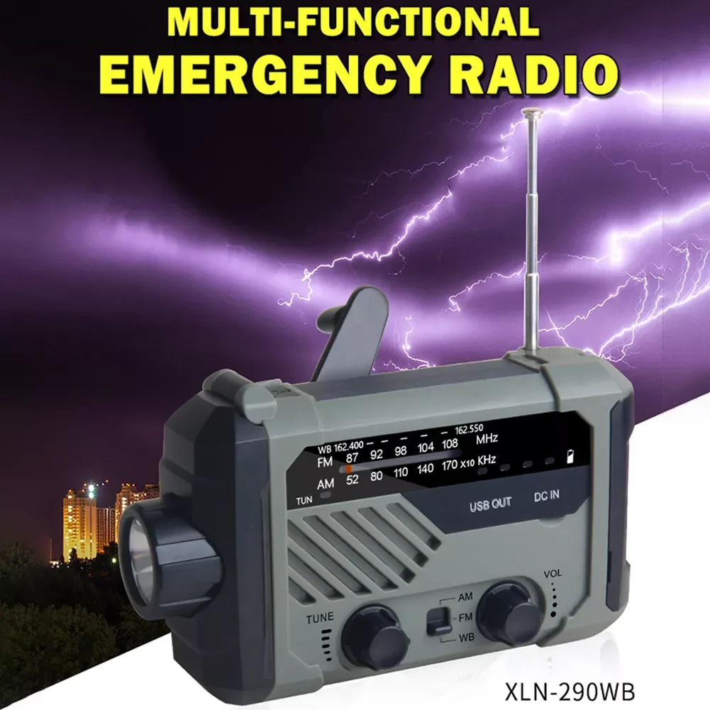 

NEW2023 Portable Solar Hand Crank Radio AM FM Emergency Multi-functional Reading Lamp Flashlight SOS Alarm Solar Charging 2000mA