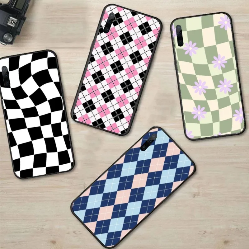 

Роскошный клетчатый шахматный чехол для телефона Huawei P50 P40 P30 Pro Lite P Smart 2021 2019 Magic 3 черный мягкий чехол Funda Shell