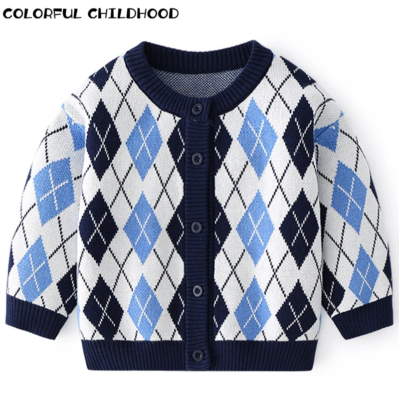 

Colorful childhood Kids Clothes Single Breast Sweater Brief Style Boys Cardigans Knitted Sweater BD039