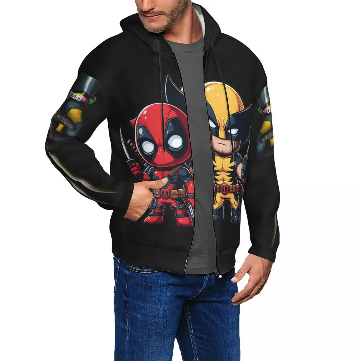 Claws &amp Chimich basa Компания The Unlikely Bffs Наклейка Мужская толстовка Disney Marvel Deadpool Wolverine Film