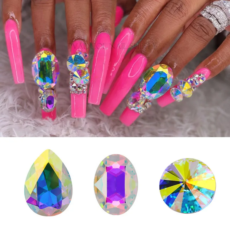 

3D Nail Art Rhinestones Glitter Diamond Crystal AB Glass Mix Gems Tips Decoration Manicure Tool