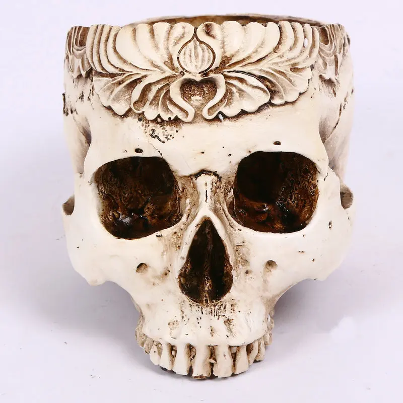 

halloween props resin skulls scary haunted house props carved Vase skull