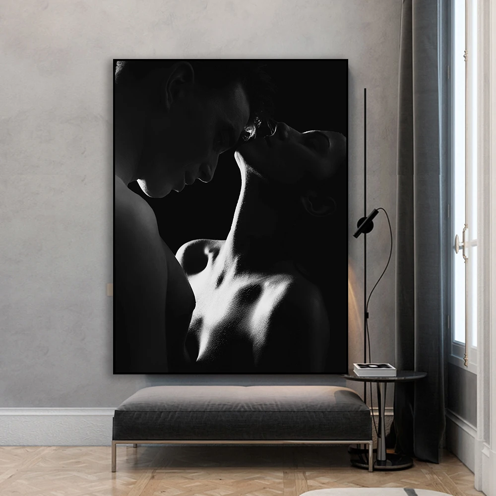 Сексуальный плакат женщины и мужчины черно-белый сексуальные парные принты