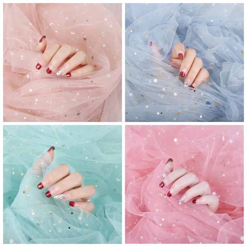 

Tulle Fabric for Nail Art Photography Props Star Sky Color Net Yarn Background Product Backdrops Cloth Girl Decor Shoot Photo