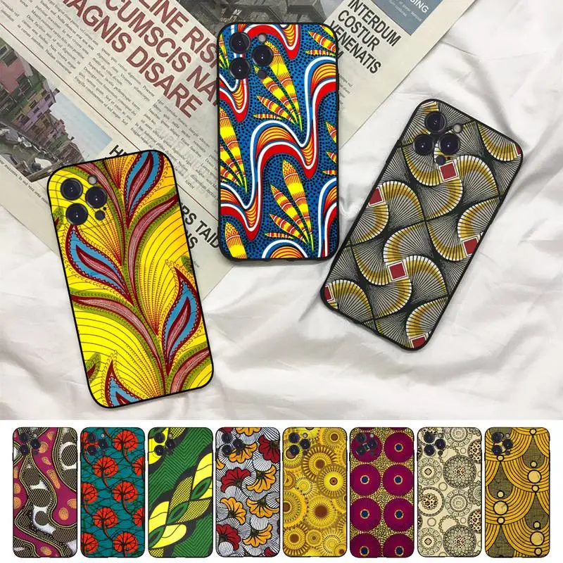 

African Wax Fabric Phone Case For iPhone 8 7 6 6S Plus X SE 2020 XR XS 14 11 12 13 Mini Pro Max Mobile Case