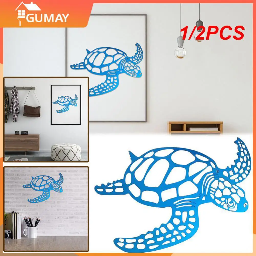 

1/2PCS Metal Sea Turtle Ornament Beach Theme Decor Wall Art Decorations Wall Hanging Turtle Ornament for Indoor Livingroom Metal