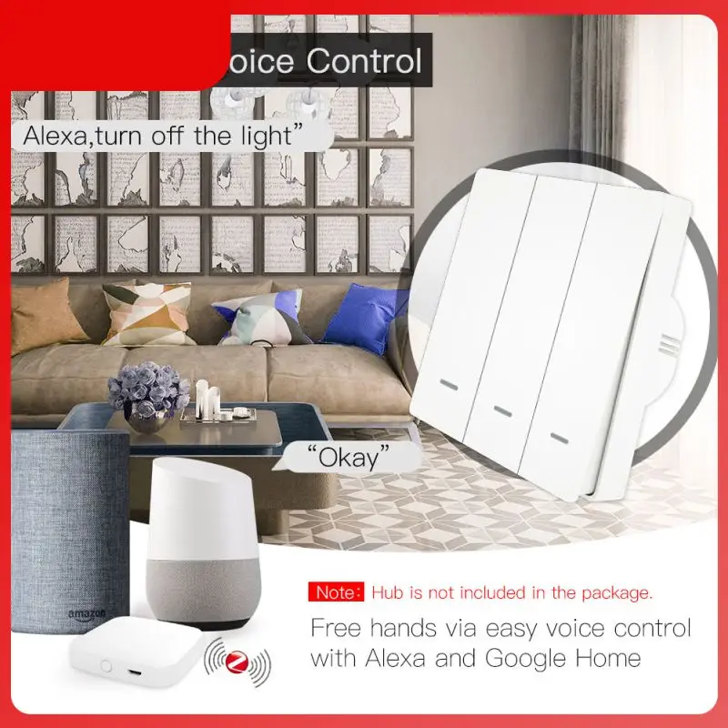 

Touch Panel App Control 2/3 Way Tuya Zigbee Switch Voice Control Ac100-250v Smart Light Switch Works With Alexa Google Home