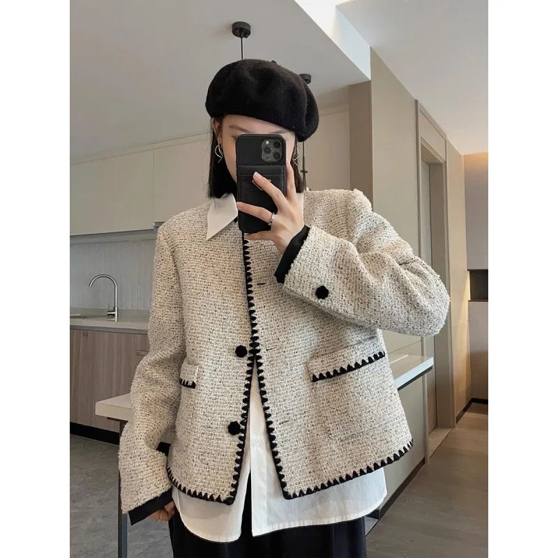 

Korean Wool Coat for Women Spring and Autumn 2023 New Long Sleeve Women Jacket