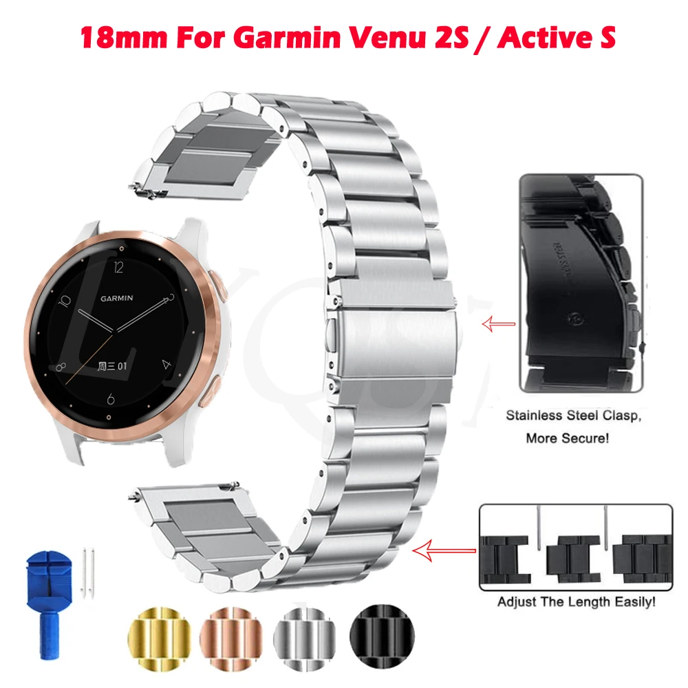 

Ремешок из нержавеющей стали для смарт-часов Garmin CAME 2S Move 3S, браслет для наручных часов Vivoactive 3S 4S, аксессуары, 18 мм