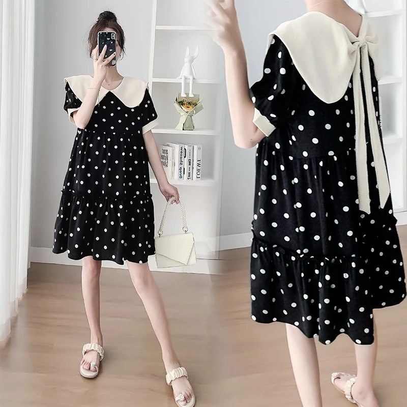 Летнее короткое платье для беременных в Корейском стиле цветное платье-трапеция