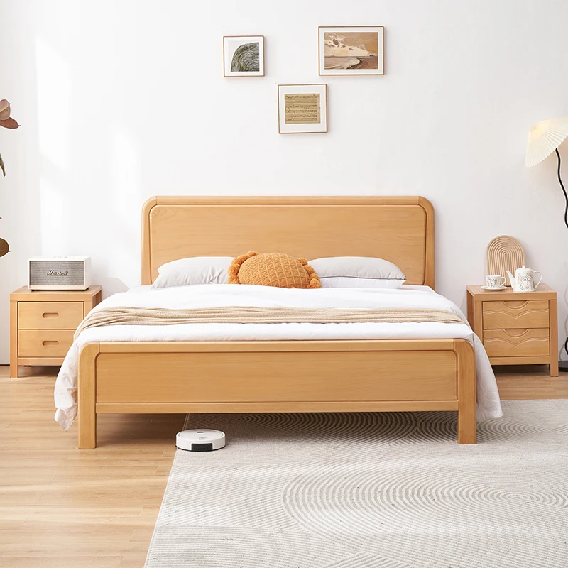 

Primitive forest all-solid wood beech bed log simple Nordic double bed 1/1.2/1.35 small-sized children's bed