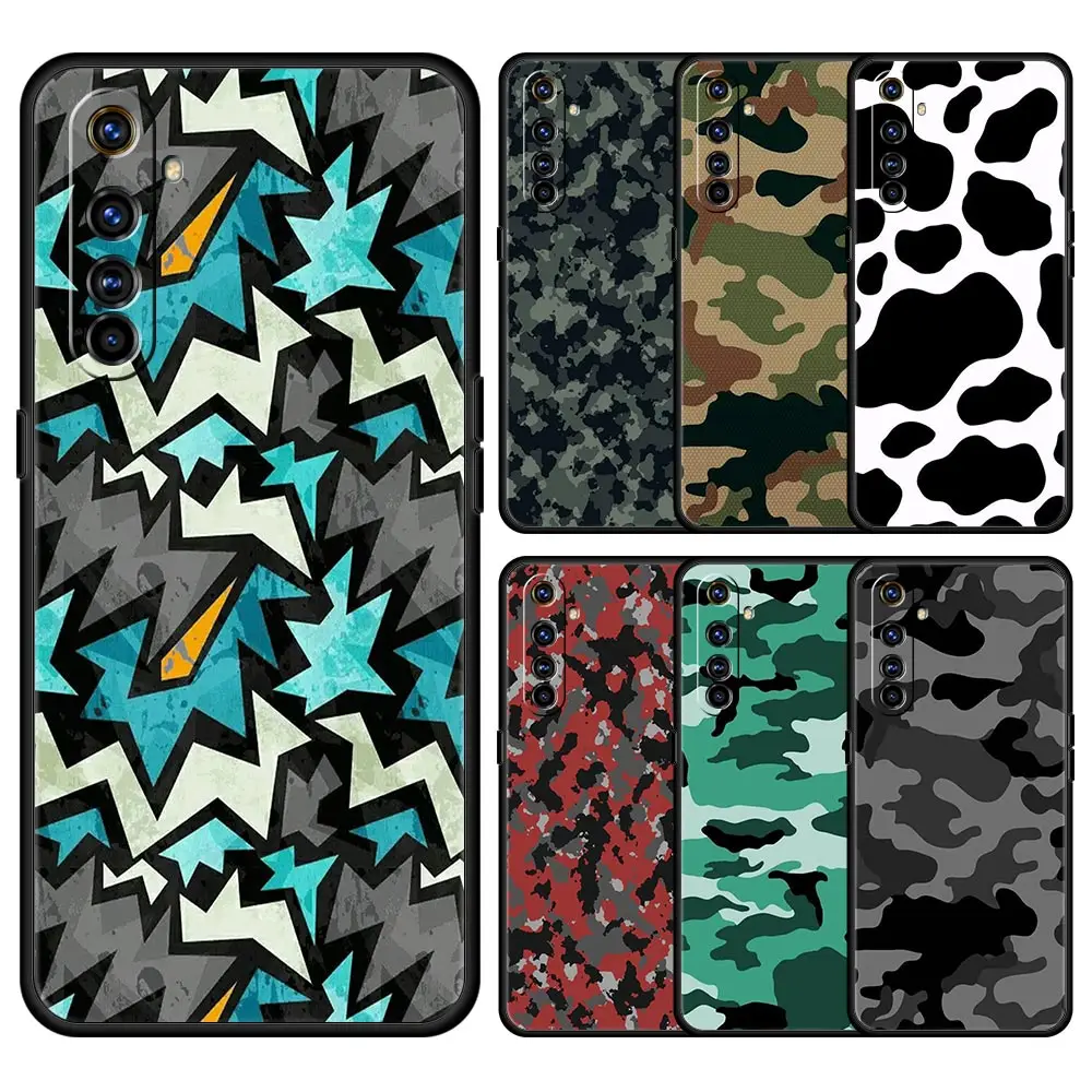 

Военный камуфляж для Realme 8 7 6 Pro C21 C3 C11, черный телефон, телефон Oppo A53 A52 A9 A54 A15 A95 Reno7 SE Reno6 Pro, чехол для телефона