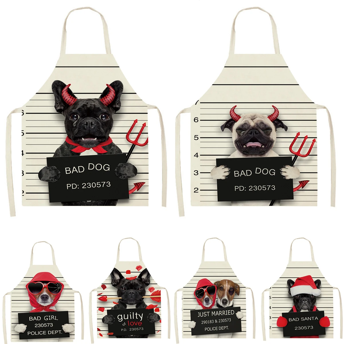 

Кухонный Фартук в виде бульдога, фартуки с принтом животных для собак, Женский Детский фартук без рукавов, фартук для дома