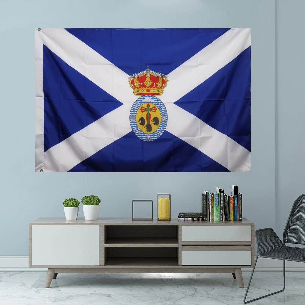 Флаг Испании Santa Cruz De Tenerife, графический напечатанный на заказ подвесной баннер из полиэстера, эргономичная крышка вала 3x5 футов 90x150 см