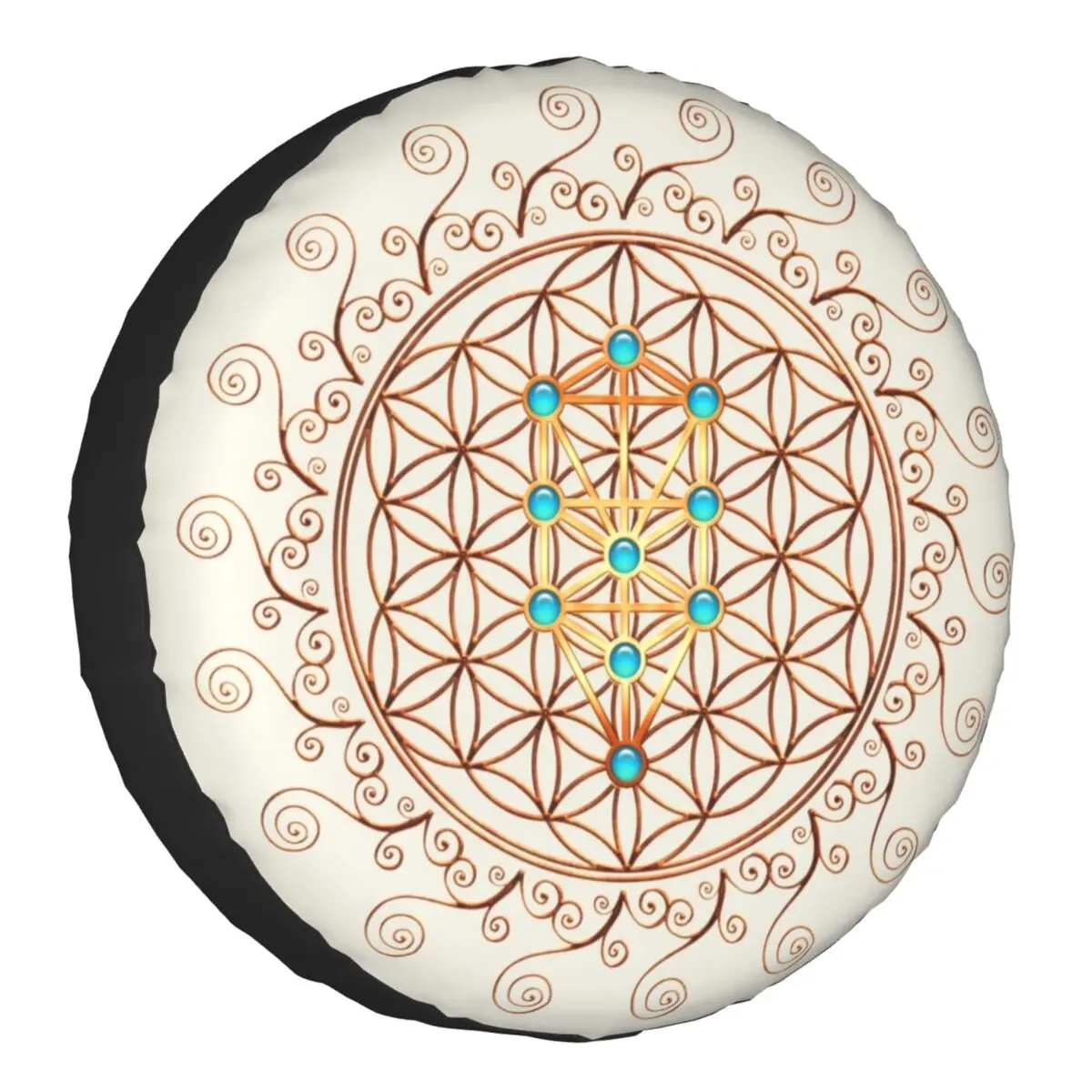 

Запасная защита для колес с изображением цветов жизни, прицепа, Сефирота, священной геометрической мандалы, для Pajero 14 "15" 16 "17"