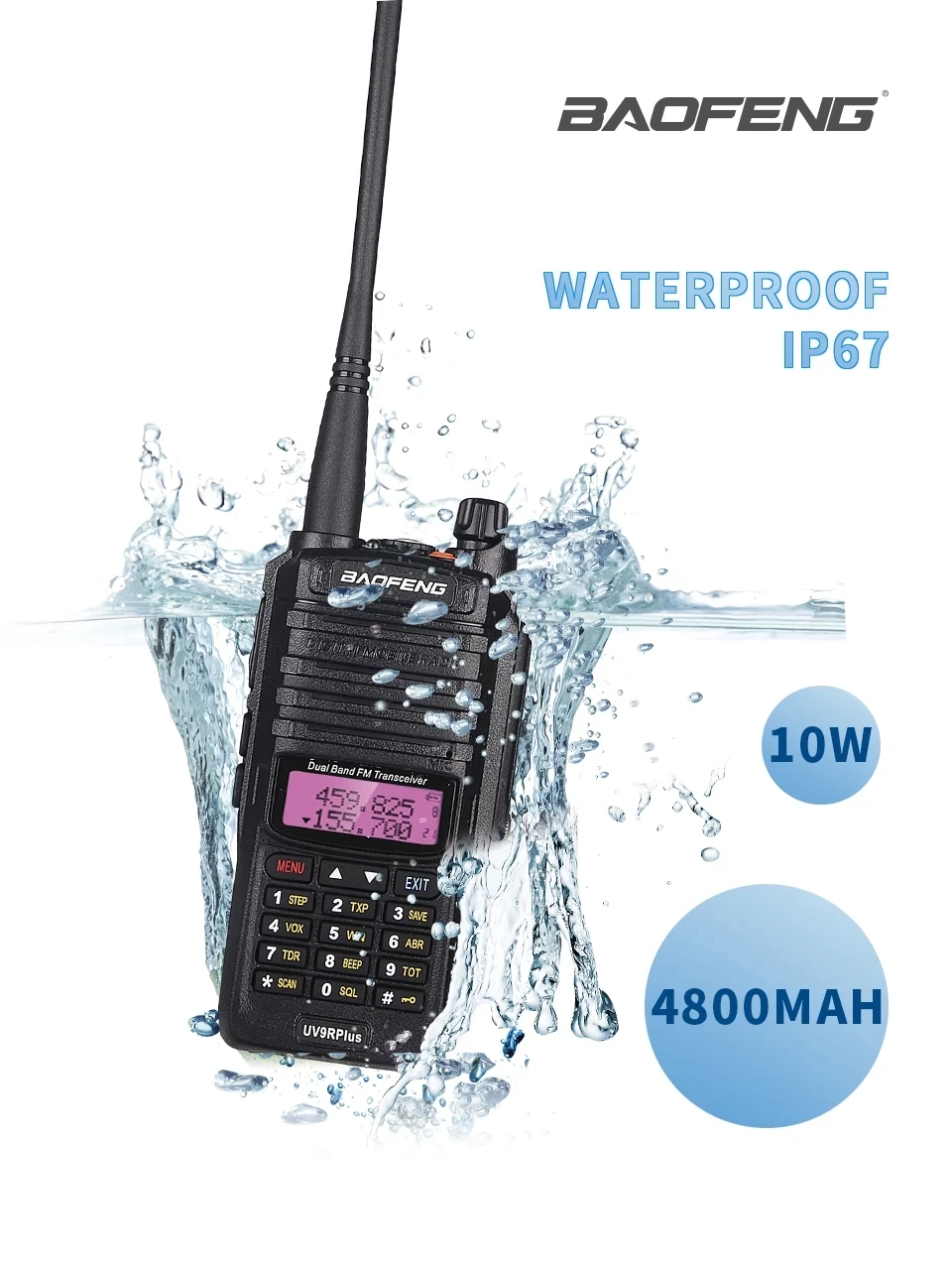 2023 Baofeng UV-9R Plus Waterproof Walkie Talkie UV9Rplus IP67 Dual Band Portable CB Ham Radios FM Transceiver 2-Way Radio