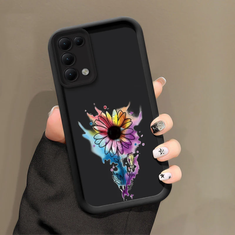 Фото Чехол для телефона с цветочным узором для OPPO Reno 14 13 Pro 12F FS 11F 10 Pro Plus 6 8T 5K 5F, силиконовый, мягкий, из ТПУ, противоударный, защита от падений №4