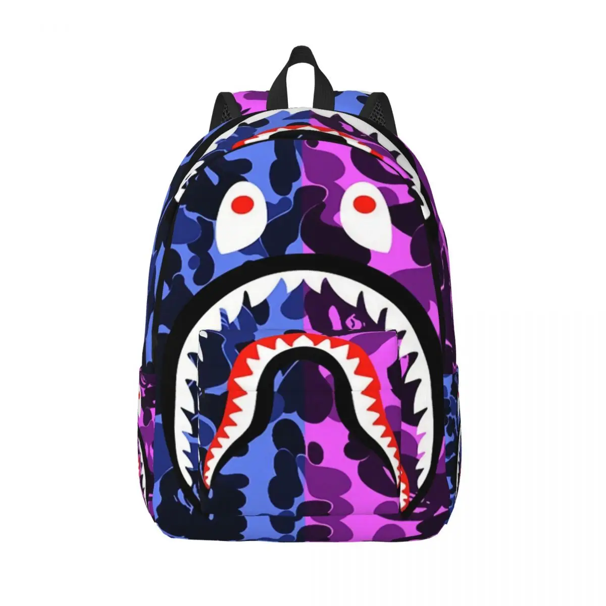 

Camo Camouflage Travel Canvas Backpack Women Men School Computer Bookbag Shark Teeth College Student Daypack Bags