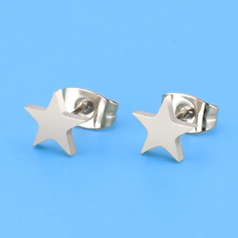 

star Earrings Punk Stud Earring Black Earings Stainless Steel stud Earrings