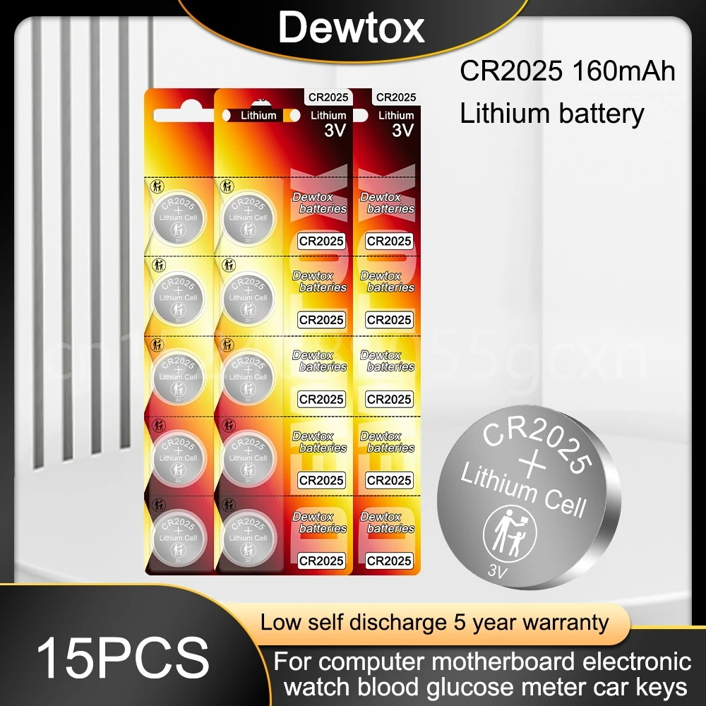 Литиевая Батарея CR2025 3V, 15 шт., батареи для монет DL2025 BR2025 KCR2025 CR 2025 Литиевая Батарея CR2025 3V, 15 шт., батареи для монет DL2025 BR2025 KCR2025 CR 2025