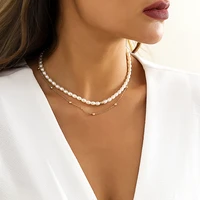 layered pearl beads short choker necklace for women trendy charms beaded chains necklace on the neck 2022 fashion jewelry collar