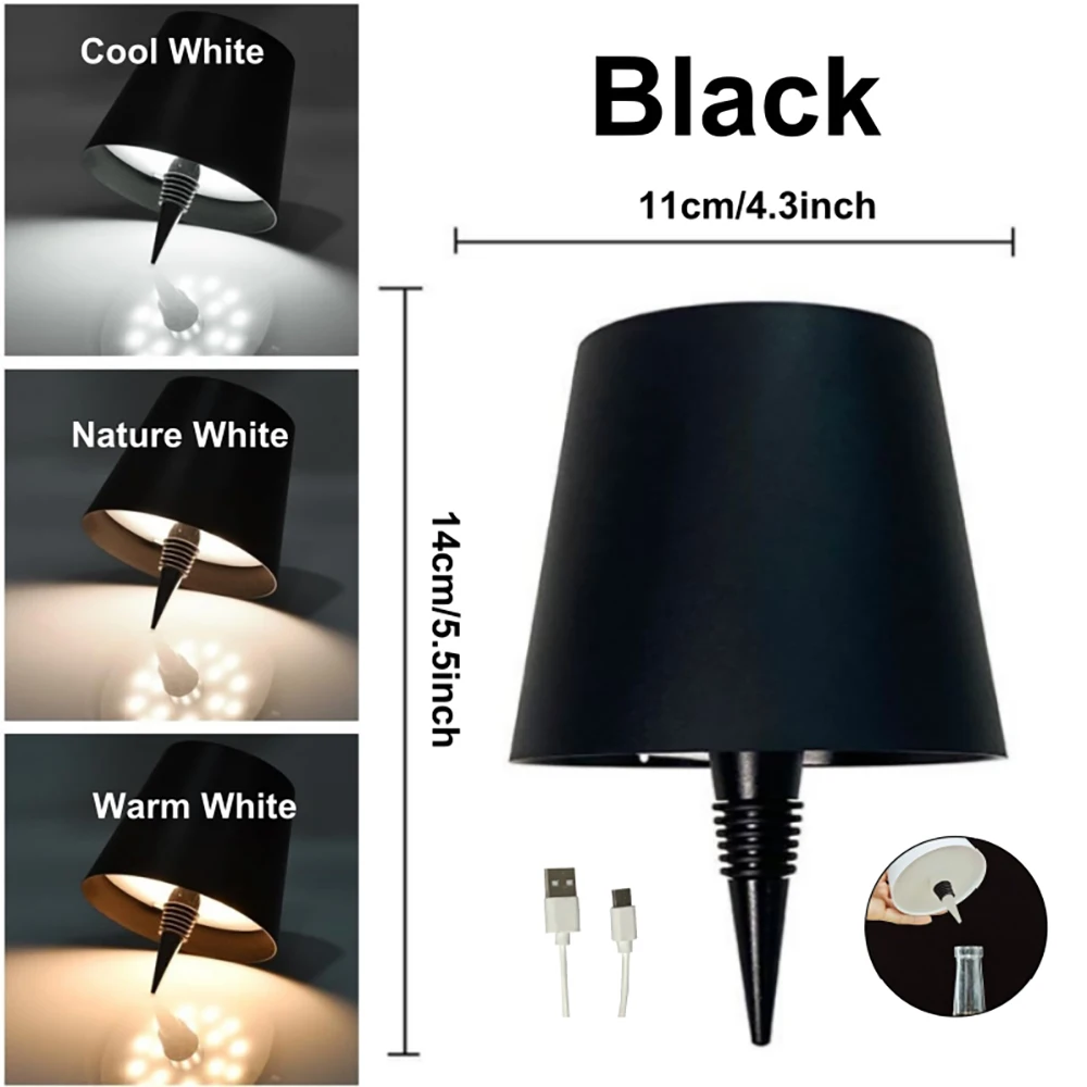 

Сенсорная настольная лампа-бутылка, черная, белая