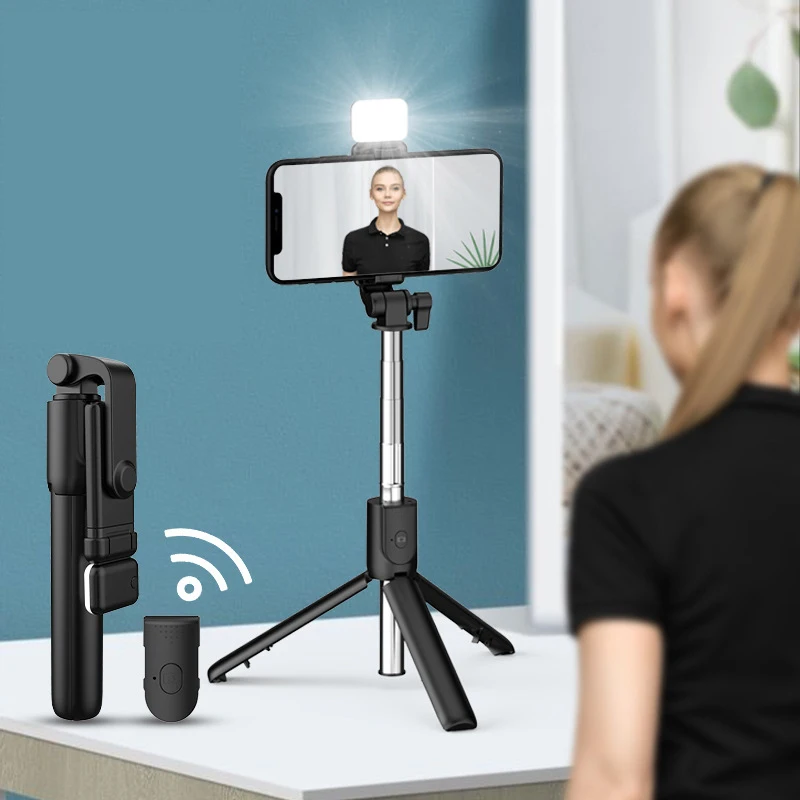 Bluetooth Wireless Selfie Stick Mini Tripod Extendable with fill light Remote shutter For IOS Android phone Live Broadcast