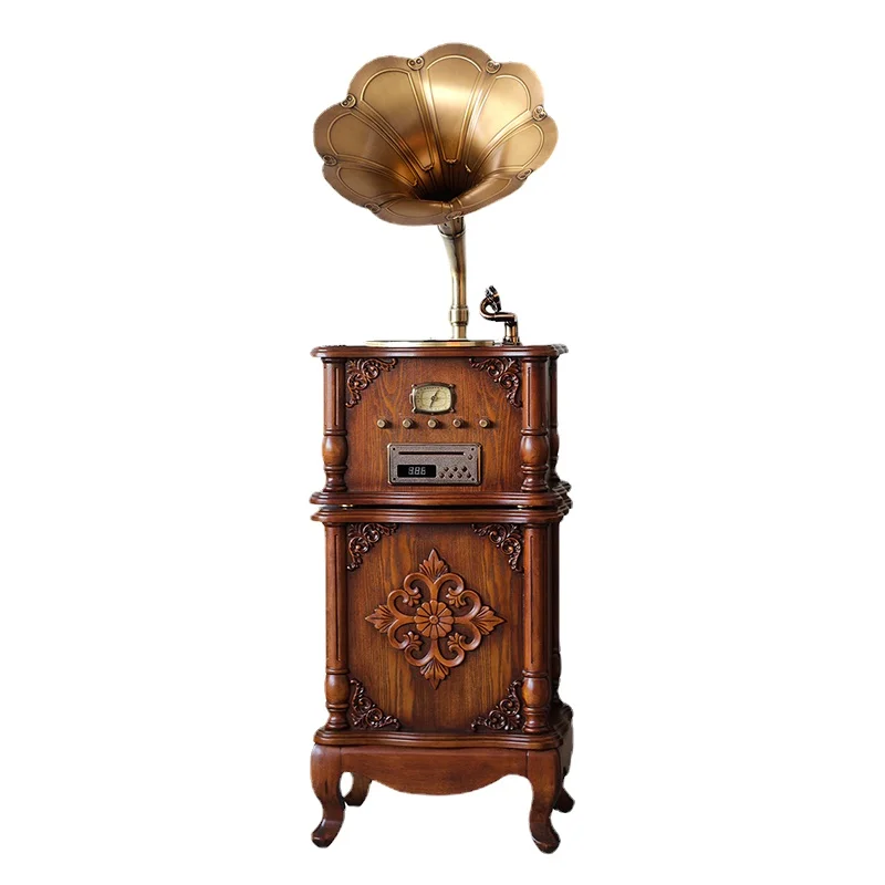 High End Wooden Antique Reproduction Gramophone Record Player with Horn