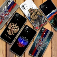 russia russian flags emblem case for xiaomi mi 11 note 10 10t 9 9t 12 pro lite poco x3 f3 m3 clear cover redmi 9 9a 9c 10 cases