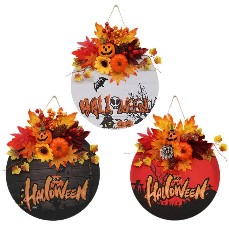 

Fall Wreaths For Front Door Pumpkin Maple Leave Halloween Hanging Decor Artificial Fall Peony Berry Wreath Garland For Outdoor