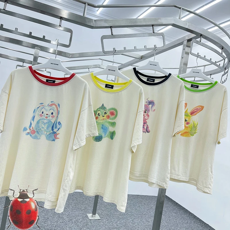 

Cartoon Colorful Printing WE11DONE Short Sleeve Men Women T-shirt