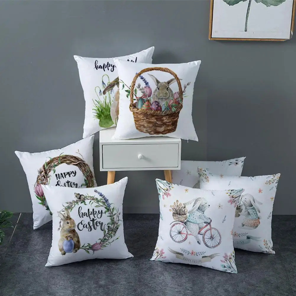 

Easter Pillowcase Easter Home Decoration Cute Rabbit Cushion Cover For Home Sofa Window Decorations 45*45cm H2k8