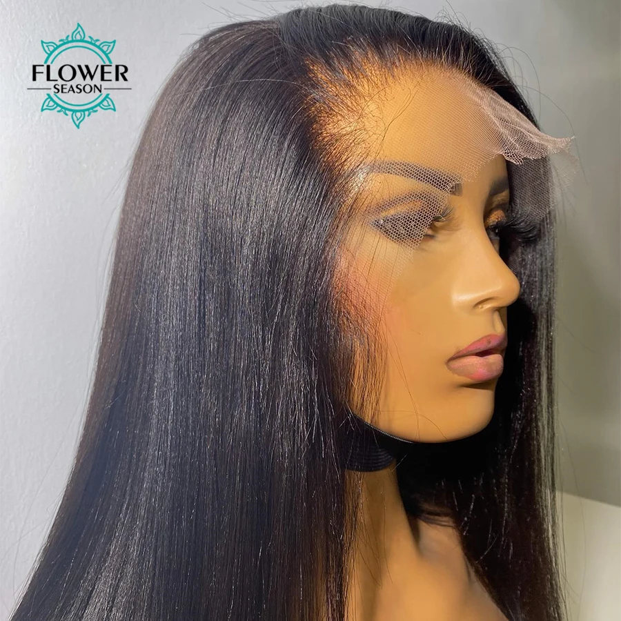 

Прямой искусственный парик Yaki из искусственной кожи головы 5x5, на шелковой основе, светильник шнуровке спереди, светлые человеческие волосы...