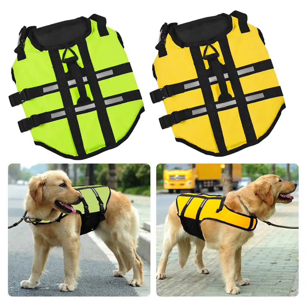 

Pets Dog Life Jacket Safety Vest S-7XL Surfing Swimming Clothes Summer Vacation Oxford Reflective Breathable French Bulldog Vest