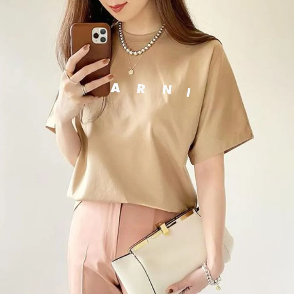 

Letter Summer Women T-Shirt Casual Office Lady Fashion Simple Tees Slim O-Neck Girl Sweet Tops High Street Dating Sports Work