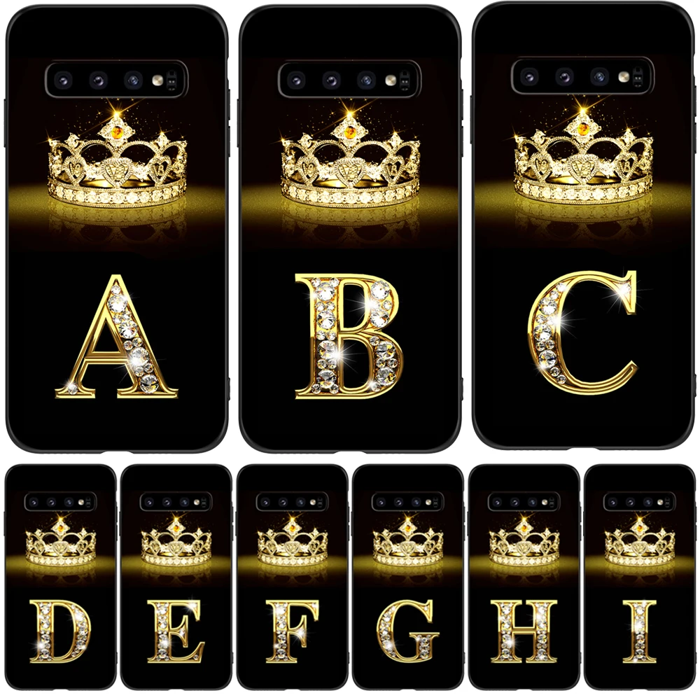 Чехол для Samsung Galaxy S10 чехол Plus S10e + S10Plus E SM-G973F черный из ТПУ с золотыми буквами