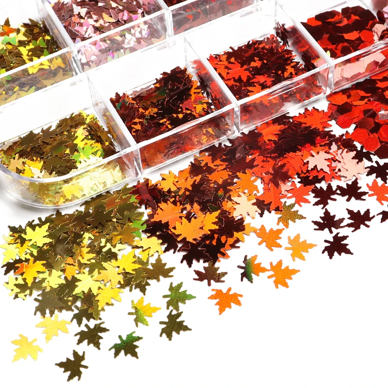 

Orange Pumpkin Fall Leaves Sequin Resin Filler Epoxy Resin Shaker Mold Filling Pigment Decor Autumn DIY Glitter Tumbler Handmade